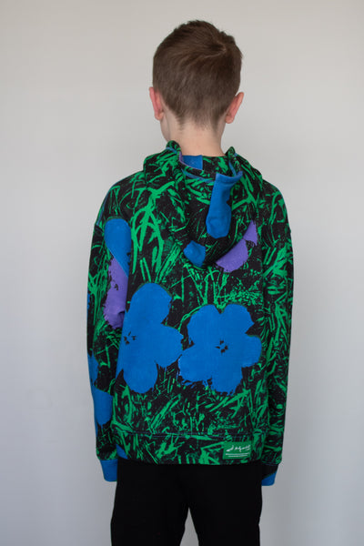Andy Warhol "Blue Flowers" Youth Hoodie