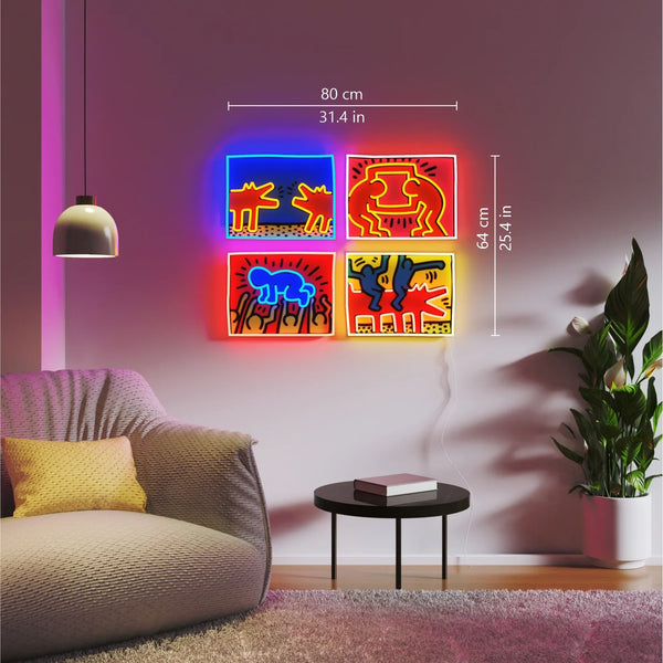 Mix Colored YP x Keith Haring Led Neon Sign