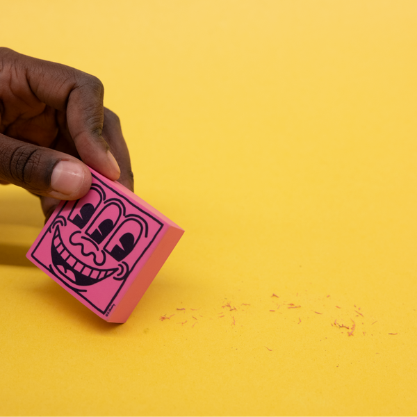 Pink Smiley Keith Haring Eraser