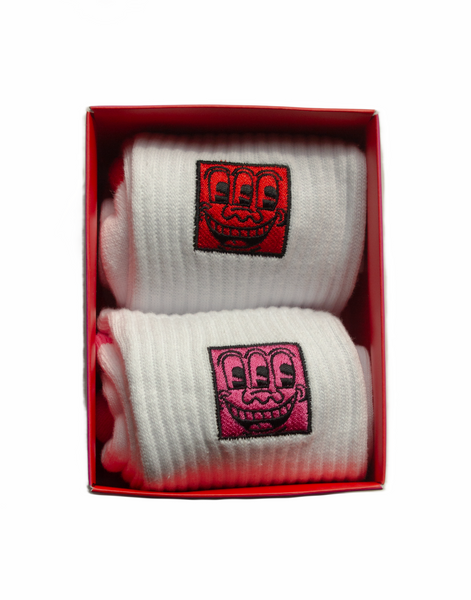 Keith Haring Pink and Red Smiley Socks (pack of 2 pairs)