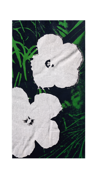 Warhol White Flowers Beach Towel