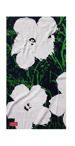 Warhol White Flowers Beach Towel