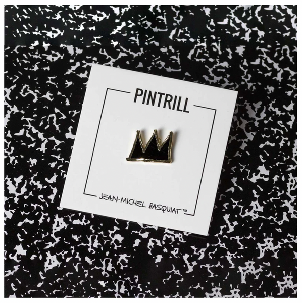 Basquiat Black and Gold Crown Pin