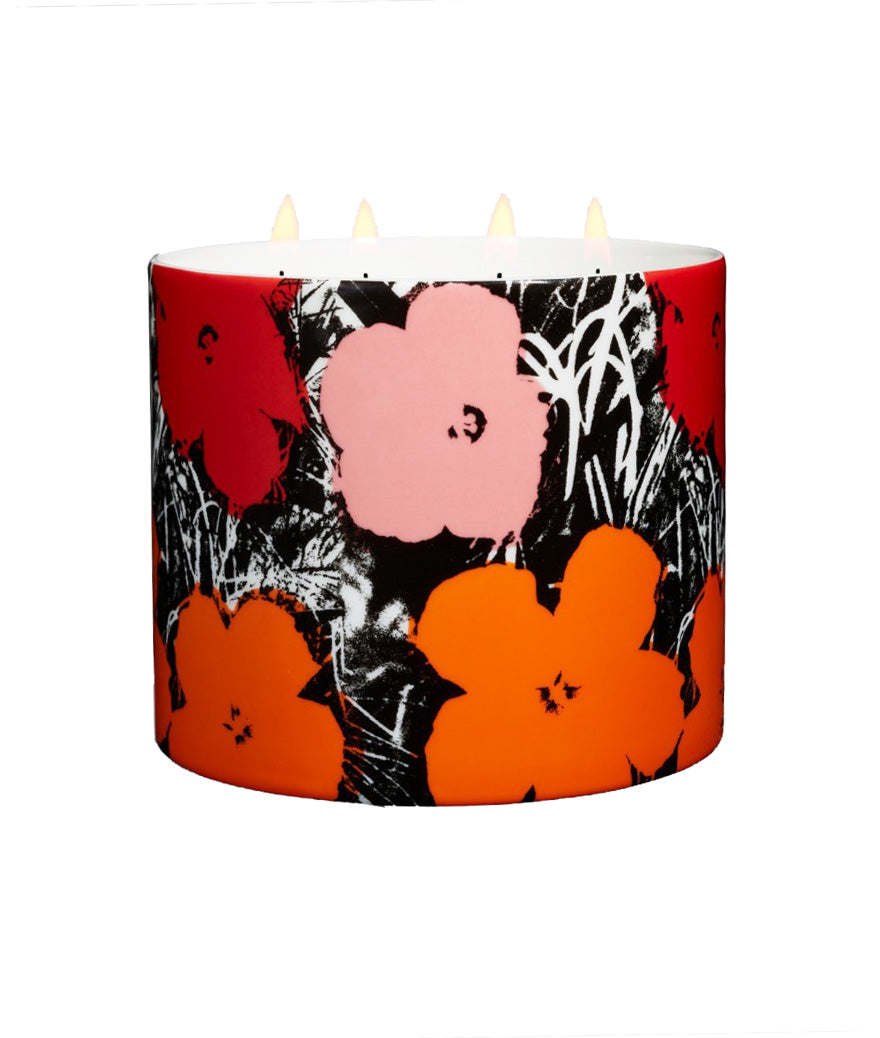 Andy Warhol Giant "Red-Pink Flowers"  Candle